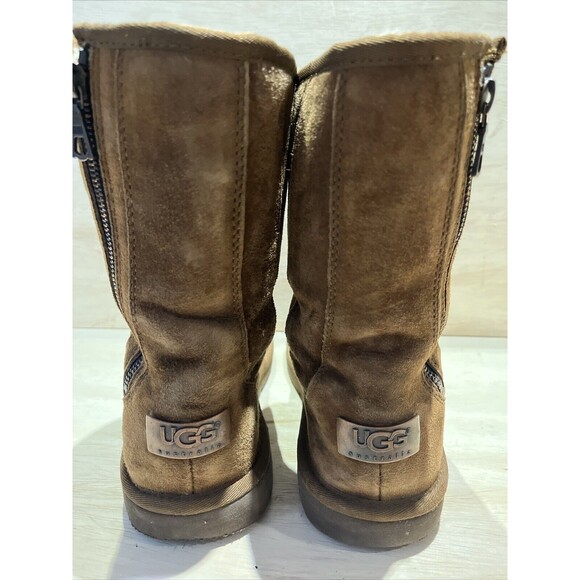 Ugg Womens Classic Boots Slippers Booties Mid Calf Side Zipper Size 7 Chestnut - Picture 4 of 11